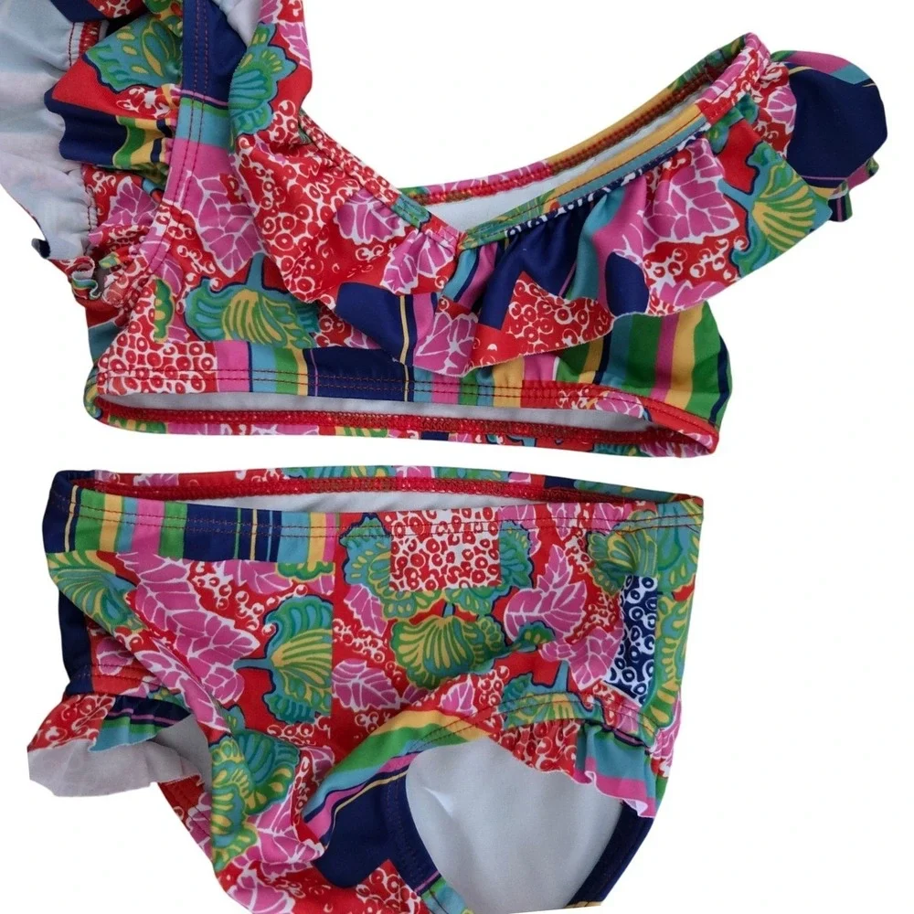 Janie and Jack Girls Swimsuit 18-24 Months Floral Ruffle Two‎ Piece Cute